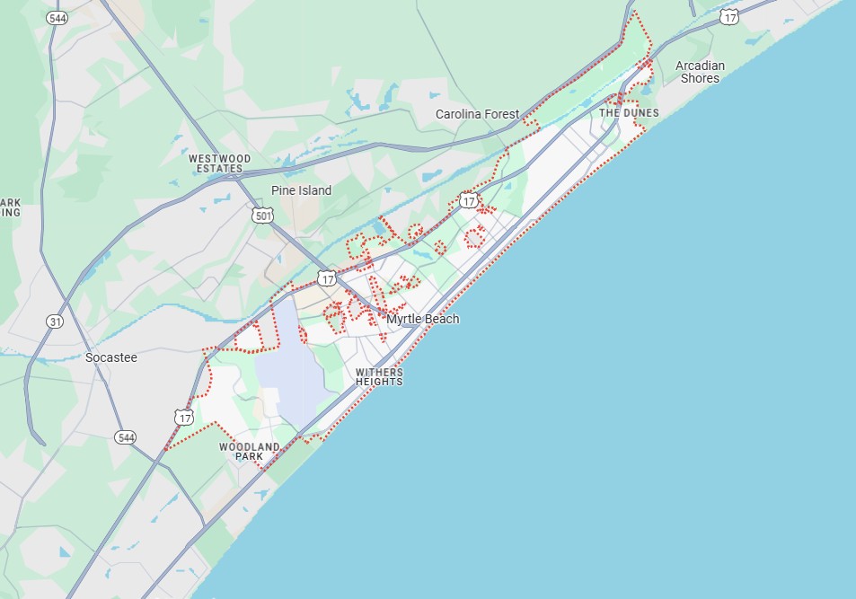 Myrtle beach sc map